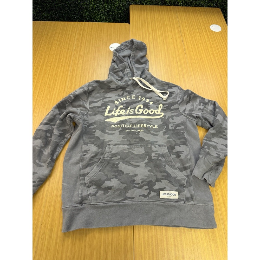 Life Is Good LS Simply True Sweatshirt Hoodie Retro Camo Mens Small